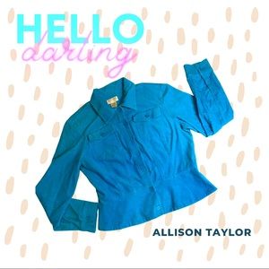 Allison Taylor Corduroy Button Down Peplum Jacket